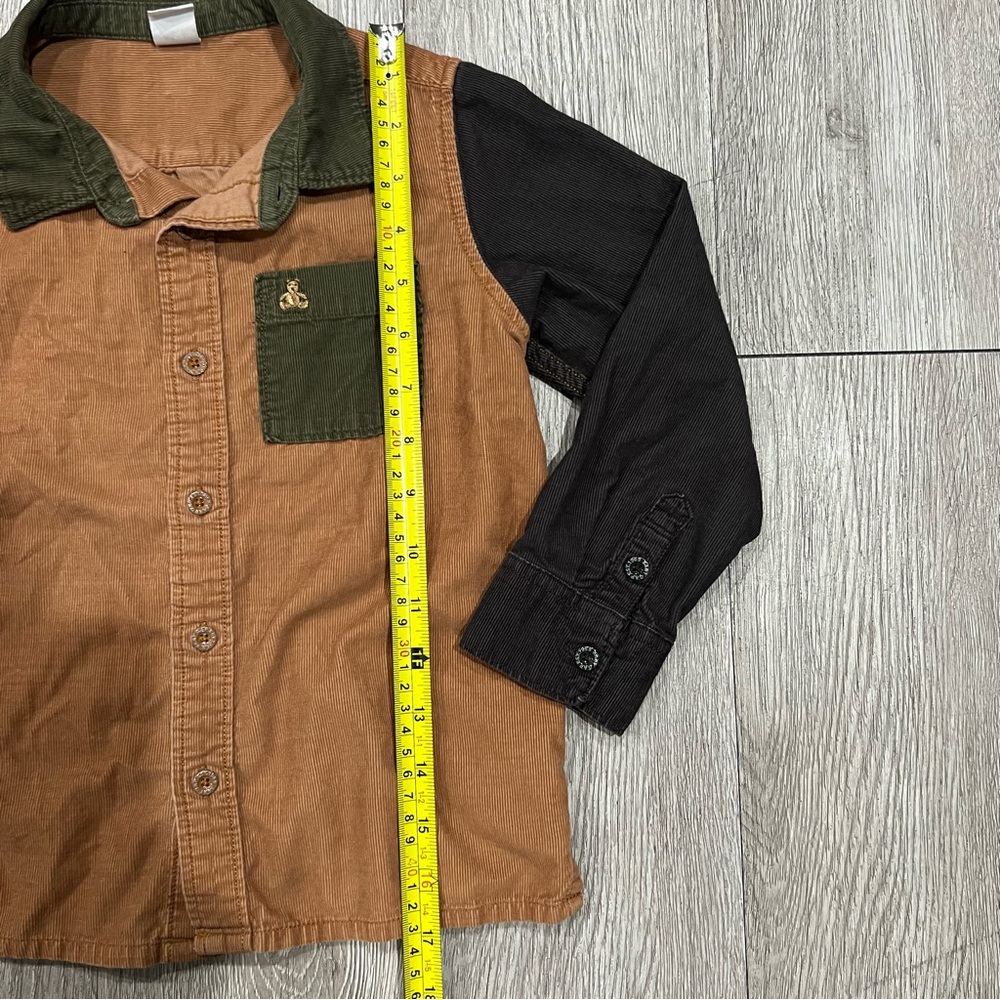 Gap Toddler Colorblock Corduroy Holiday Brown Shirt Size 5T - Picture 3 of 5